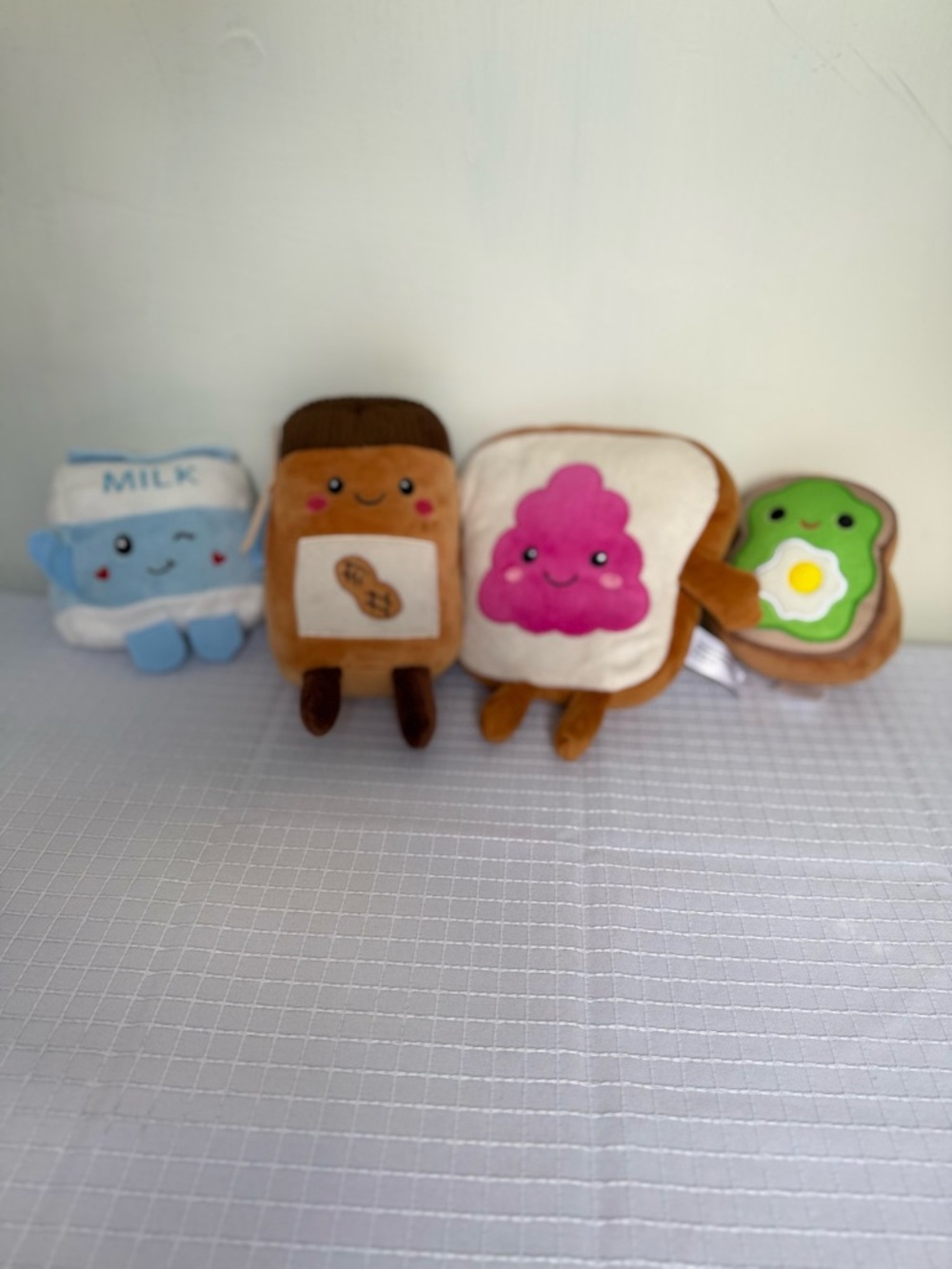 Squishmallows Set including Milk, Peanut Butter Jelly, and  Avocado Toast